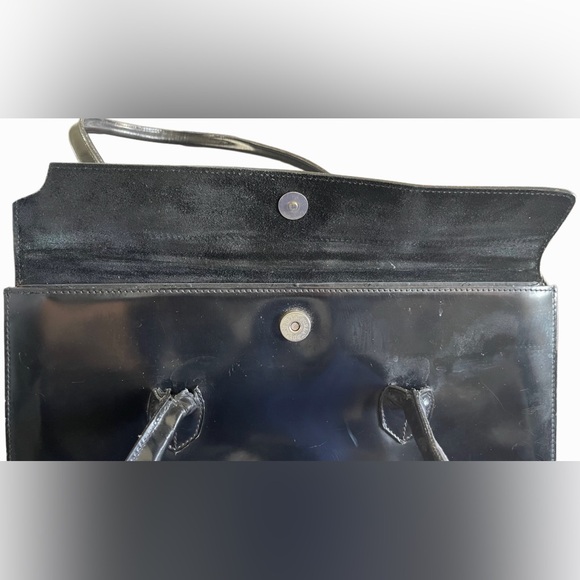 ❌SOLD ❌Vintage Furla Black Patent Leather Shoulder Bag 3 Compartments - Picture 15 of 17